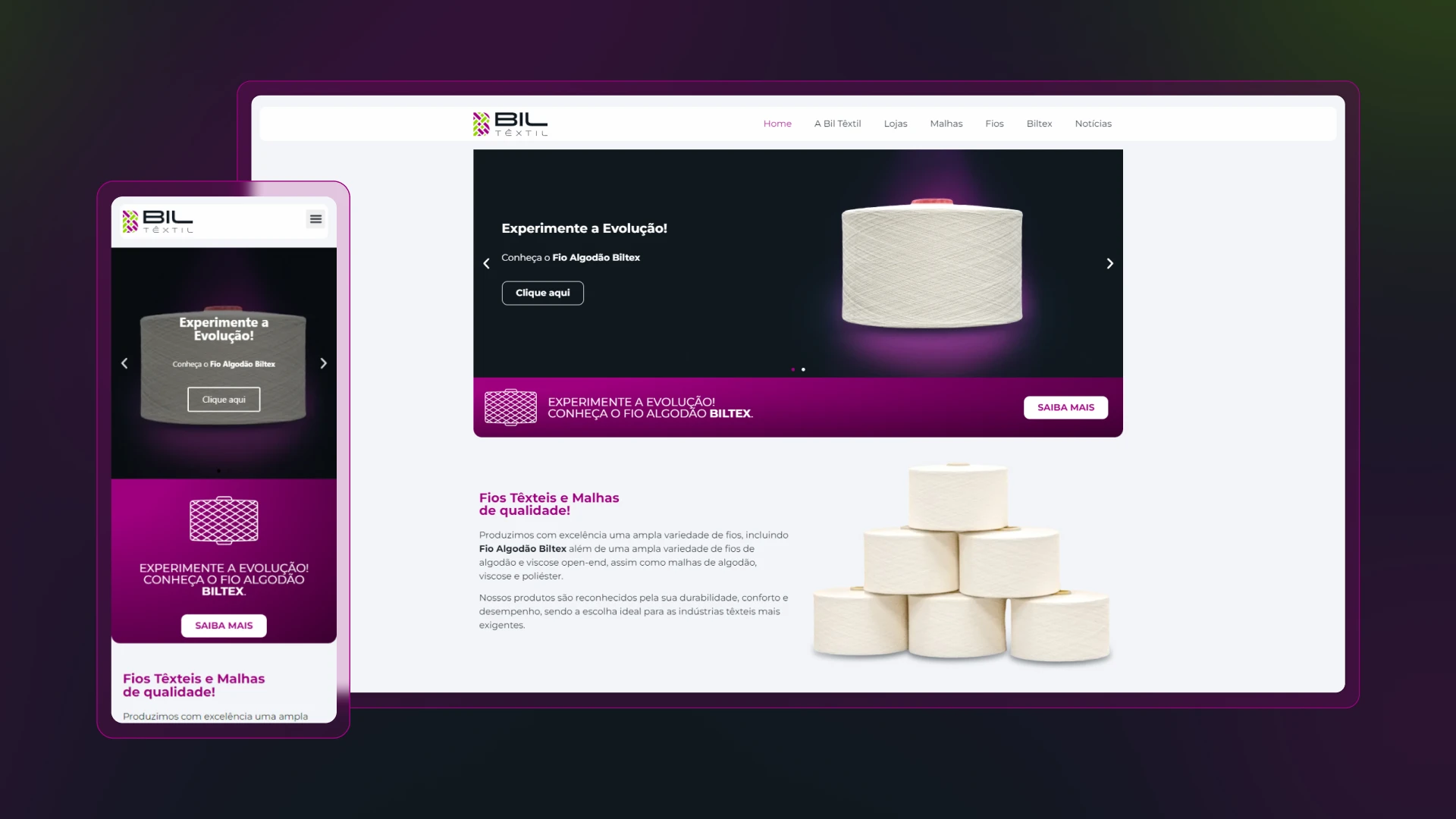 Capa do projeto de redesign do site BIL Têxtil